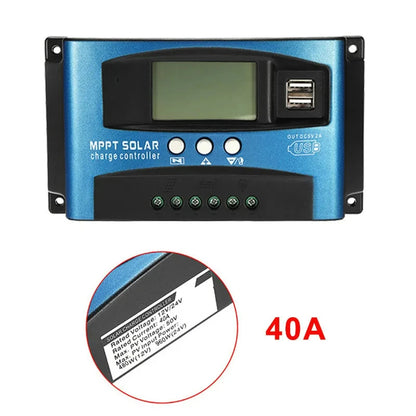 Controlador Carga Panel Solar 12V/24V PWM/MPPT 10A-30A Cargador Batería Auto Regulador USB 5V Max PV 50V
