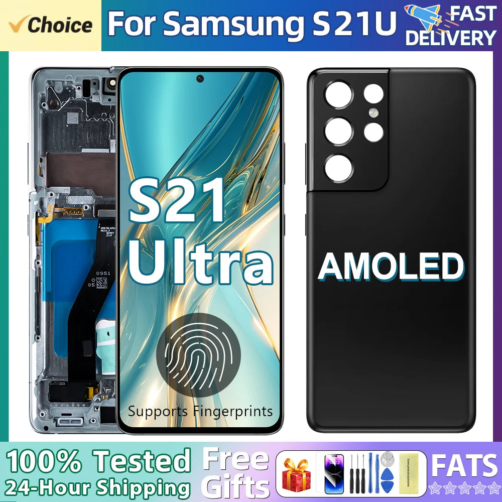 Pantalla S21 Ultra AMOLED de 6,8 pulgadas con huellas dactilares para Samsung Galaxy S21 Ultra 5G G998B G998B/DS pantalla Lcd montaje de pantalla táctil
