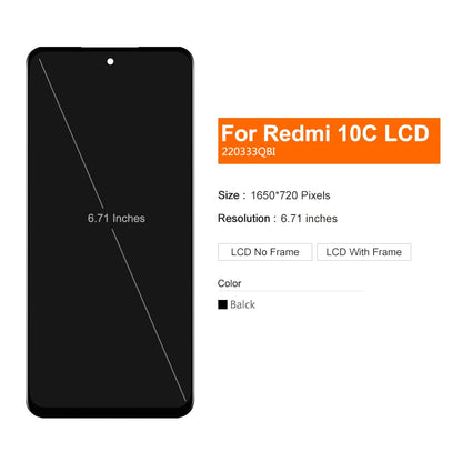 6.71" For Xiaomi Redmi 10C LCD Display Touch Screen Digitizer Assembly With Frame For Redmi 10C 220333QBI Lcd Screen