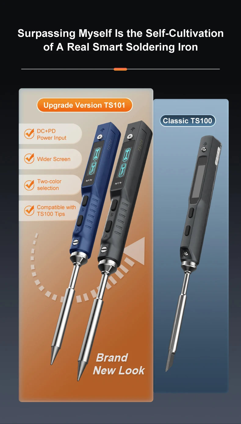 Miniware TS101 Soldering Iron TS100 Upgrade Original Portable Adjustable Temperature Digital Solder Station Tip TS-BC2 PD3.1 90W