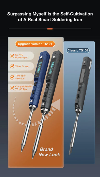 Miniware TS101 Soldering Iron TS100 Upgrade Original Portable Adjustable Temperature Digital Solder Station Tip TS-BC2 PD3.1 90W