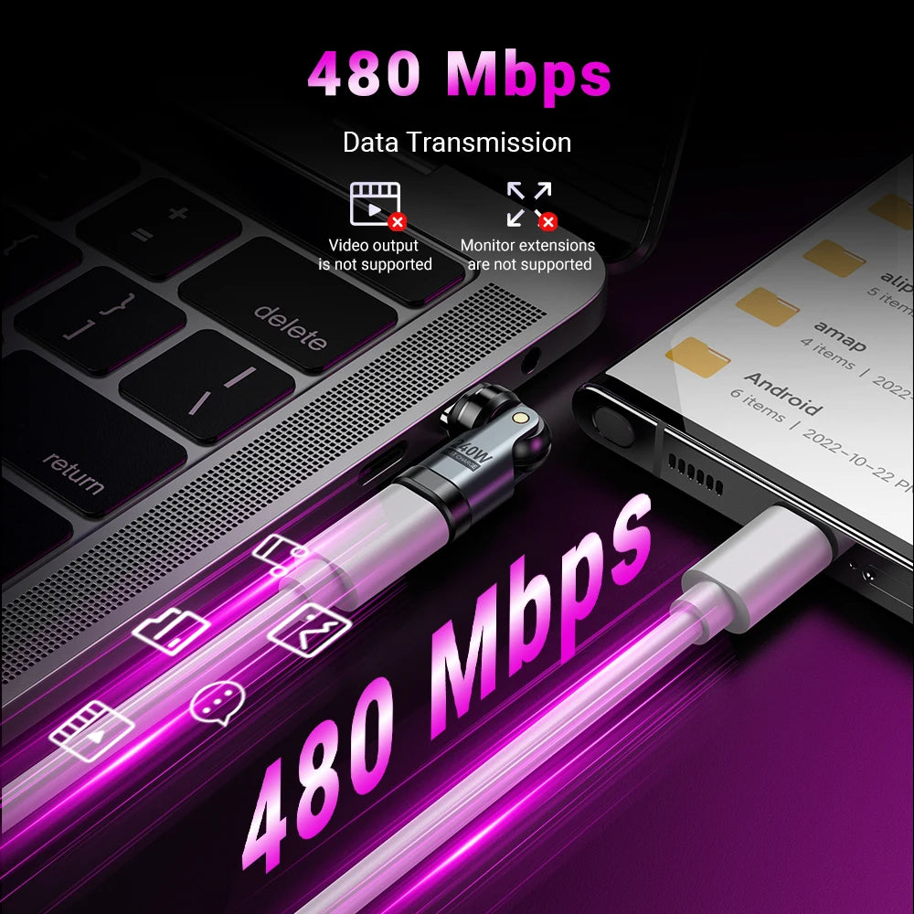 Adaptador Magnético OTG AUFU 9 Pines Tipo C Hembra a Tipo C/iOS/Micro Macho (PD 240W Carga Rápida) Convertidor para iPhone/Laptop