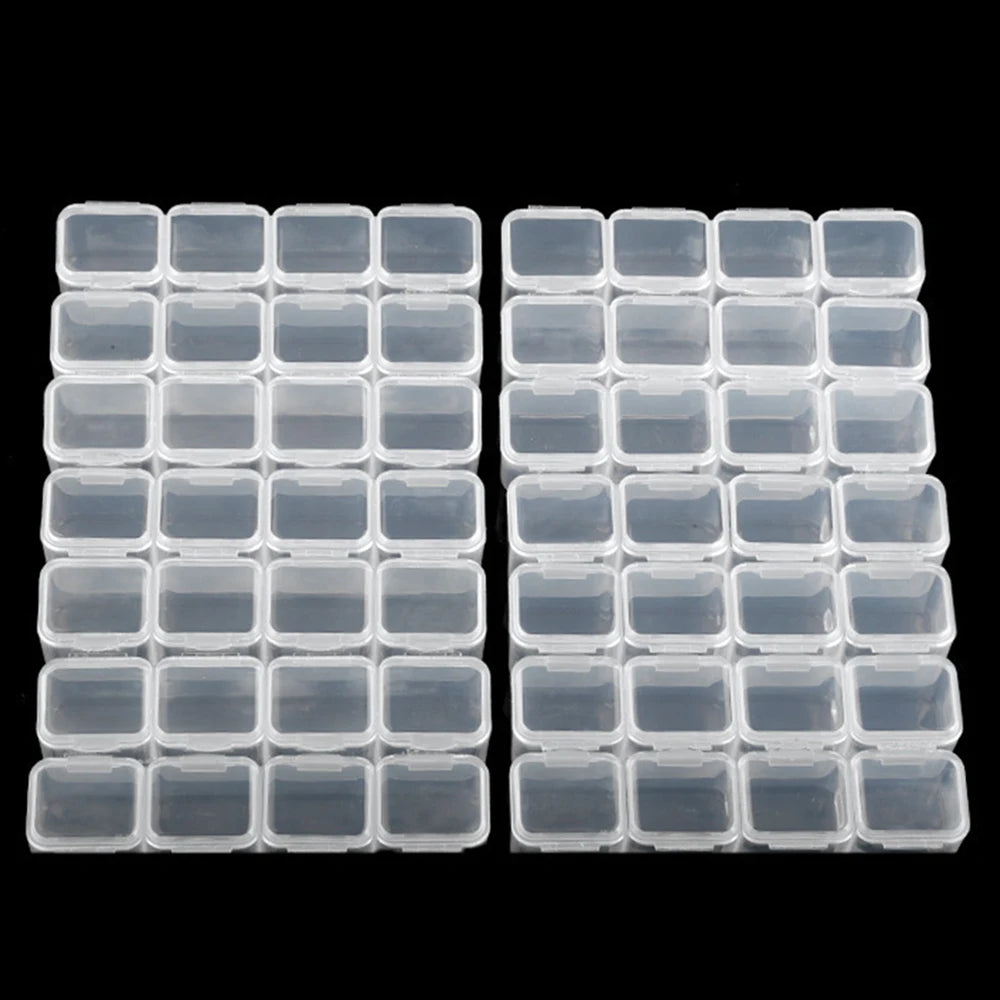 Caja Almacenamiento Plástico Organizador 28/32/48/56/64 Ranuras para Cuentas Pintura Diamante/Joyería/Accesorios DIY (1 Unidad)