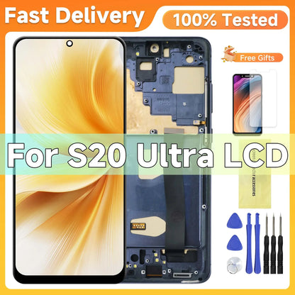 Conjunto de pantalla TFT S20 Ultra para Samsung Galaxy S20 Ultra 5G G988 G988U pantalla Lcd pantalla táctil Digital con marco