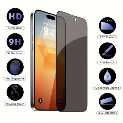Protector Pantalla Privacidad Anti-Espía Cobertura Completa 8K para iPhone 11-16 Pro Max/Mini/XR/X/XS (5 Unidades)