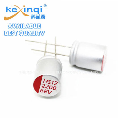 Capacitor Electrolítico Sólido Polímero Aluminio Conductivo (100uF-4700uF, 6.3V) - Pack 10 Unidades (Valores Surtidos)