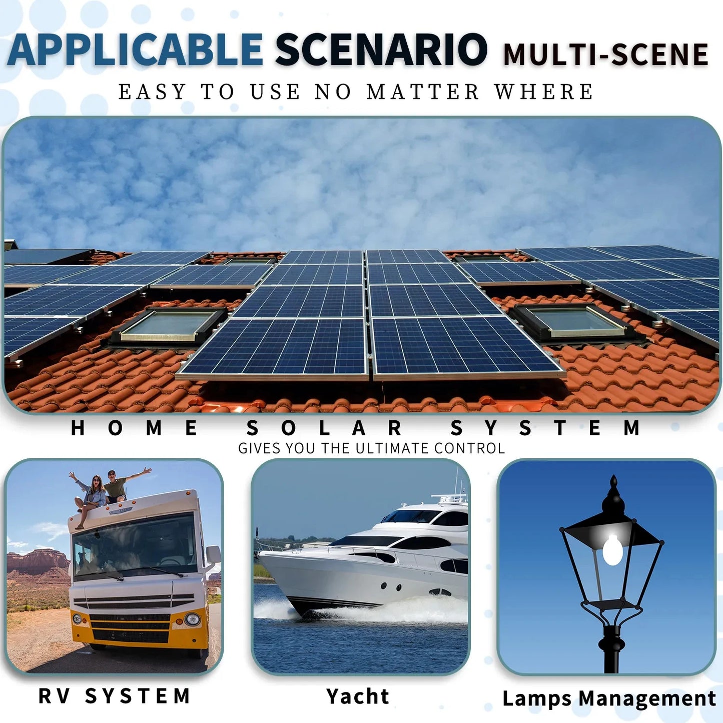 Controlador Carga Panel Solar 12V/24V PWM/MPPT 10A-30A Cargador Batería Auto Regulador USB 5V Max PV 50V