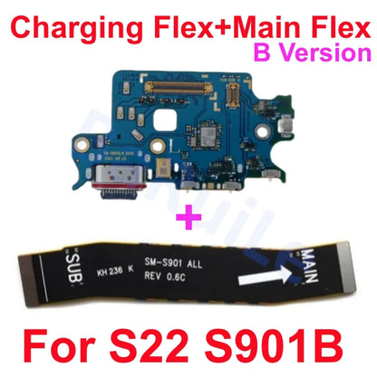 Puerto de carga flexible para Samsung S23 S22 Plus Ultra S901B S901U S906U S908B S S911B S916U S918B placa base conectar Cable USB principal