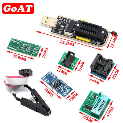 Kit Programador USB CH341A 24/25 Series EEPROM Flash BIOS + Clip Test SOIC8/SOP8 (Variante 2)