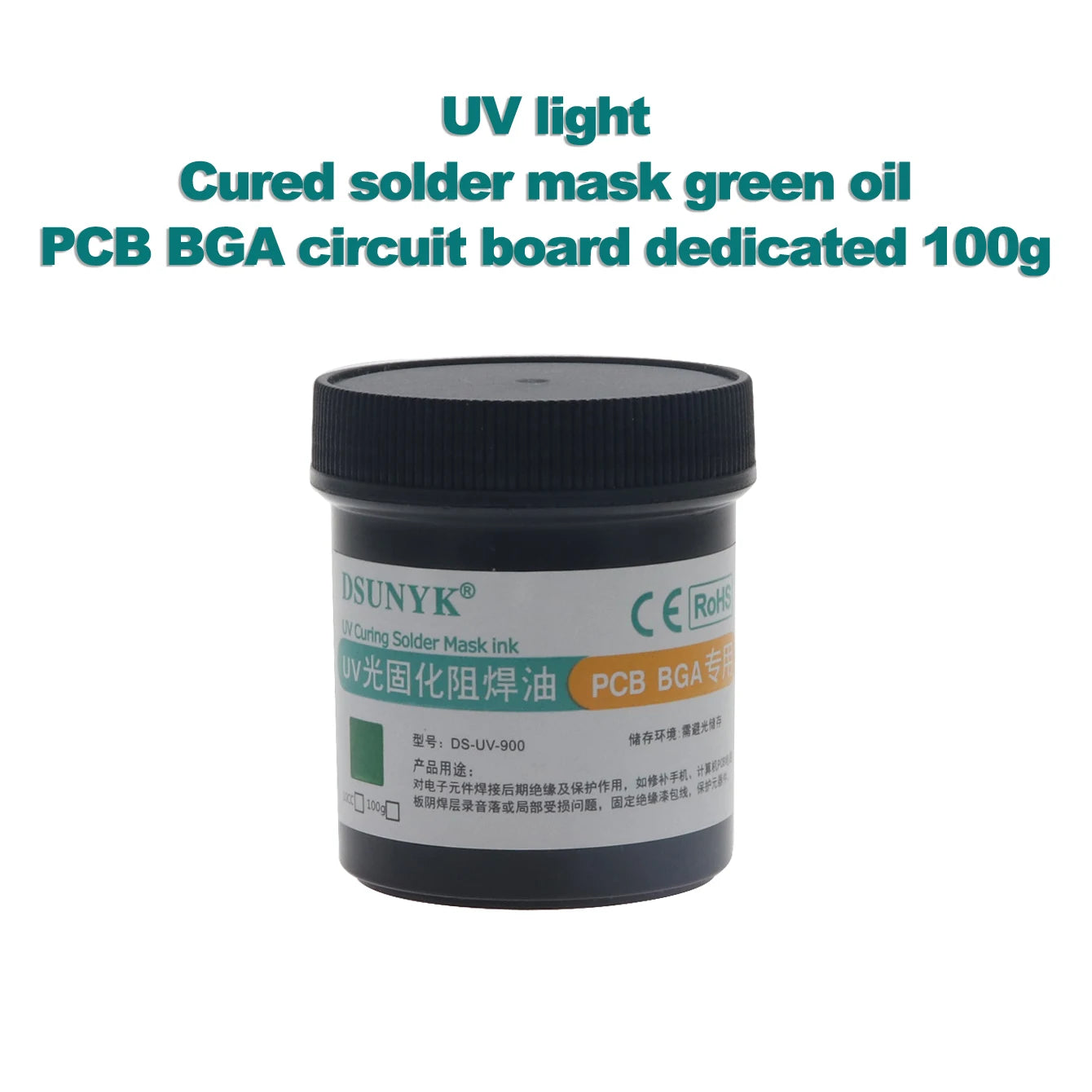Tinta Máscara Soldadura Fotosensible UV DSUNYK (100g) para Placa Circuito PCB BGA (Previene Corrosión/Arcos)