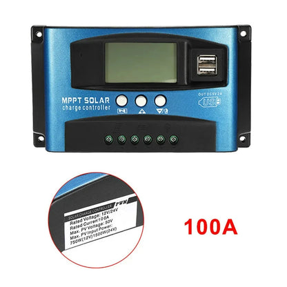 Controlador Carga Panel Solar 12V/24V PWM/MPPT 10A-30A Cargador Batería Auto Regulador USB 5V Max PV 50V