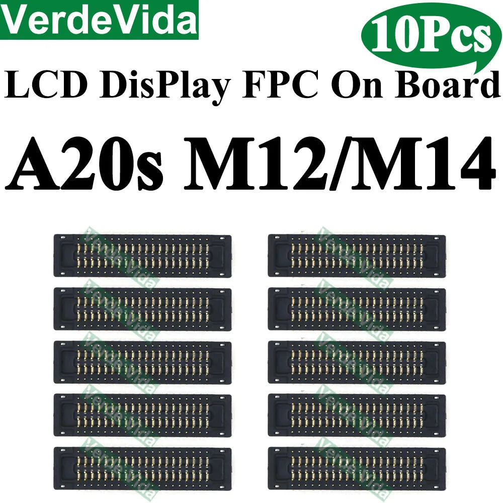 Conector FPC Pantalla LCD en Placa para Samsung Galaxy A10/A20/A21/A30S/A40/A50/A51/A70S / M12/M14/M15/M16 (10 Unidades)