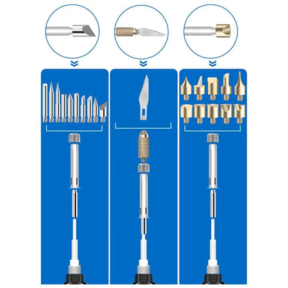 Kit Pirograbado 60W (Pluma Talla/Grabado Madera) con Cautín Soldador Temperatura Ajustable para Relieve/Quema Madera