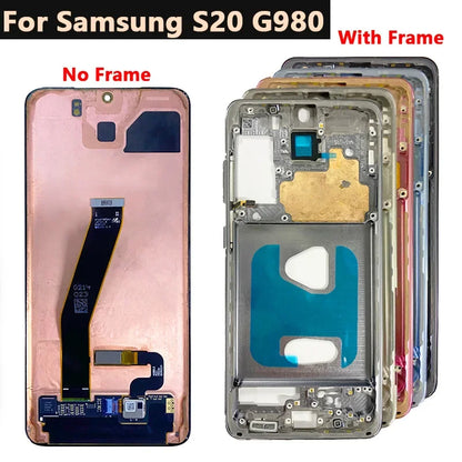 OLED para Samsung Galaxy S20 Ultra Lcd G988 con marco pantalla táctil digitalizador frontal S20 S20 Plus G980 G985 reemplazo