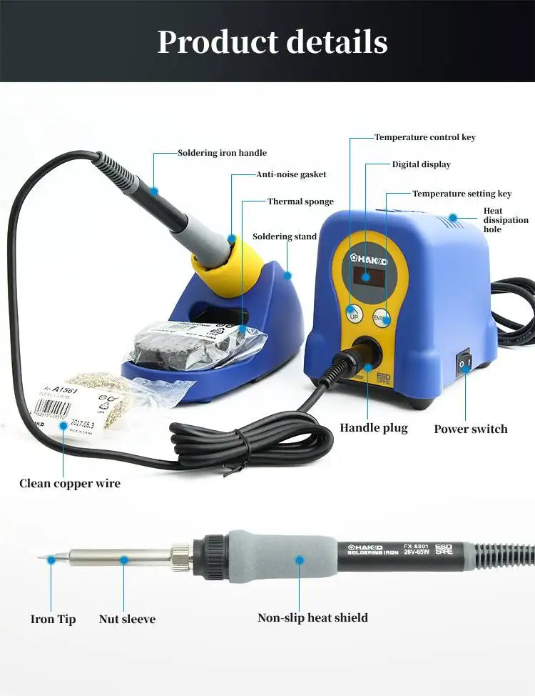HAKKO 100% FX-888D Electronics Soldering Station 220V Professional ESD Welding Tin Equipment PCB Mobile Phone Repair Tools