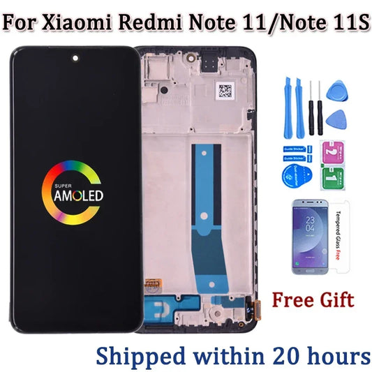 6.43'' For Xiaomi Redmi Note 11 LCD Display Note 11 2201117TG Screen Touch Glass Digitizer For Redmi Note 11S LCD 2201117SG