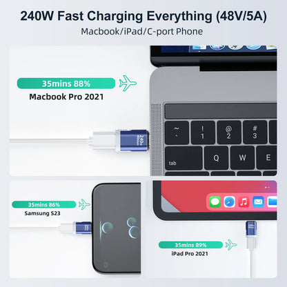 Adaptador Magnético USB-C Fonken 240W 40Gbps 8K@60Hz Video para MacBook Pro/Air y Otros Type-C