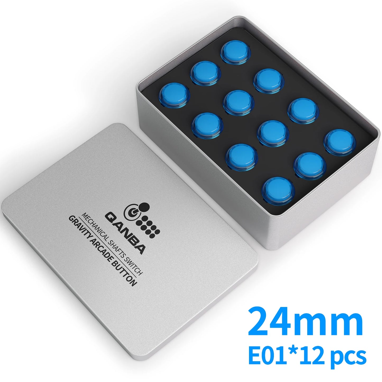 Botón Pulsador Mecánico Silencioso Qanba Gravity KS (24mm/30mm) Snap-in para Arcade (En Caja)