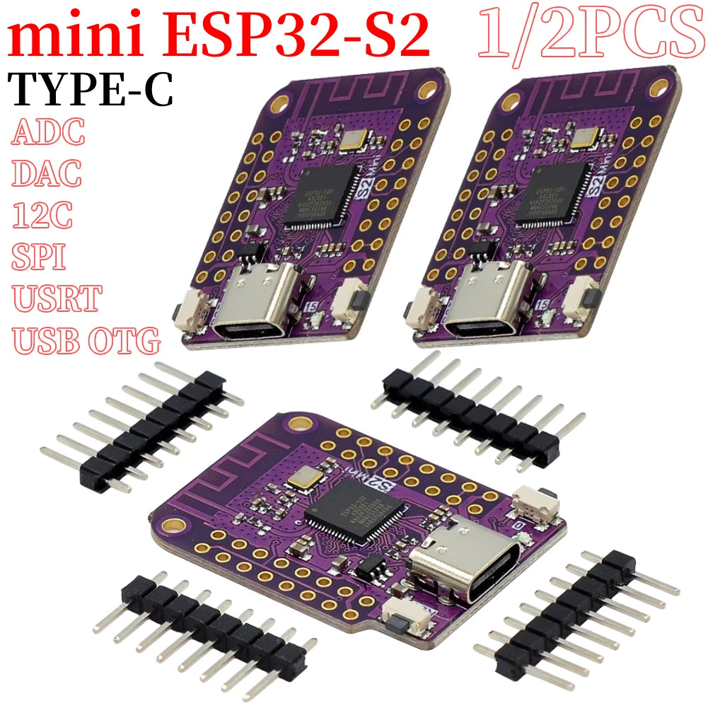 Placa WiFi IoT ESP32 S2 Mini (ESP32-S2FN4R2, 4MB Flash, Tipo C) compatible Arduino/MicroPython (1/2 Unidades)