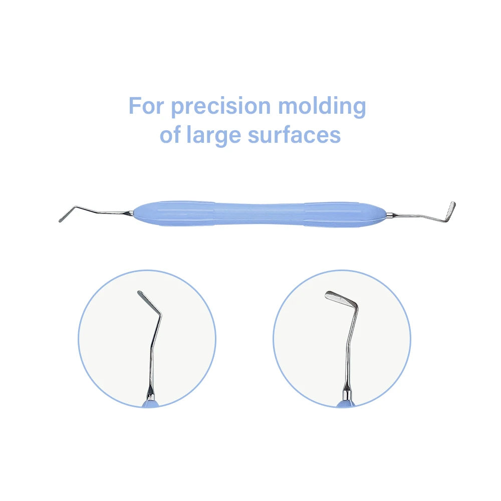 Set Relleno Resina Dental Doble Punta Acero Inoxidable (Espátula Relleno Composite, Mango Silicona)