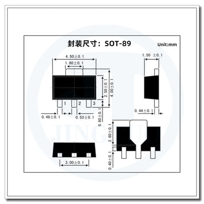Transistor NPN 2SD882 SMD SOT-89 30V 3A - Lote 10 Piezas