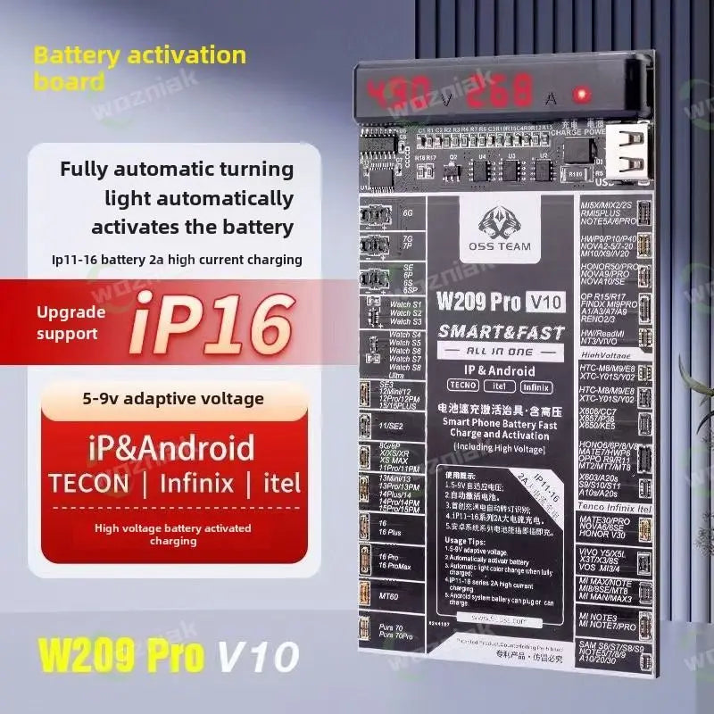 W209 Pro 2 IN 1 Battery Activation board for iPhone 6- 16Pro 16plus 16pro max Samsung Xiaomi Circuit Board Charging Tester