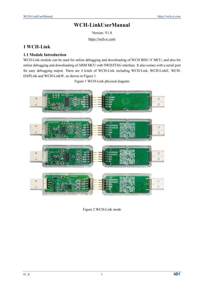 Adaptador Debugger/Descarga Online WCH LinkE (Soporta WCH RISC-V MCU / ARM SWD, USB a Serial)