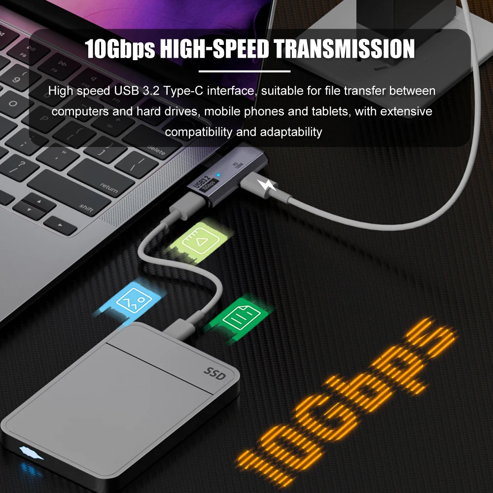 Adaptador Dual USB-C PD 100W + Audio Aux/Audífono + USB 3.2 10Gbps OTG para Mac/iPhone 15/16/Samsung S23U/S24U