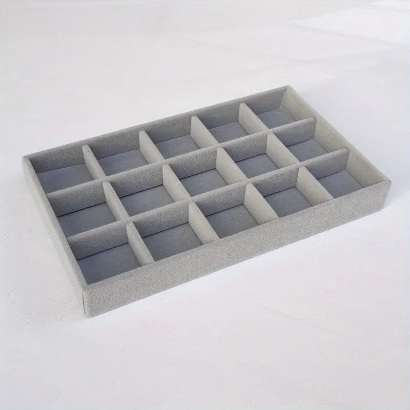 Bandeja Exhibidora Terciopelo para Joyería (Soporte Anillos/Pendientes/Collares Portátil) Caja Organizadora Almacenamiento