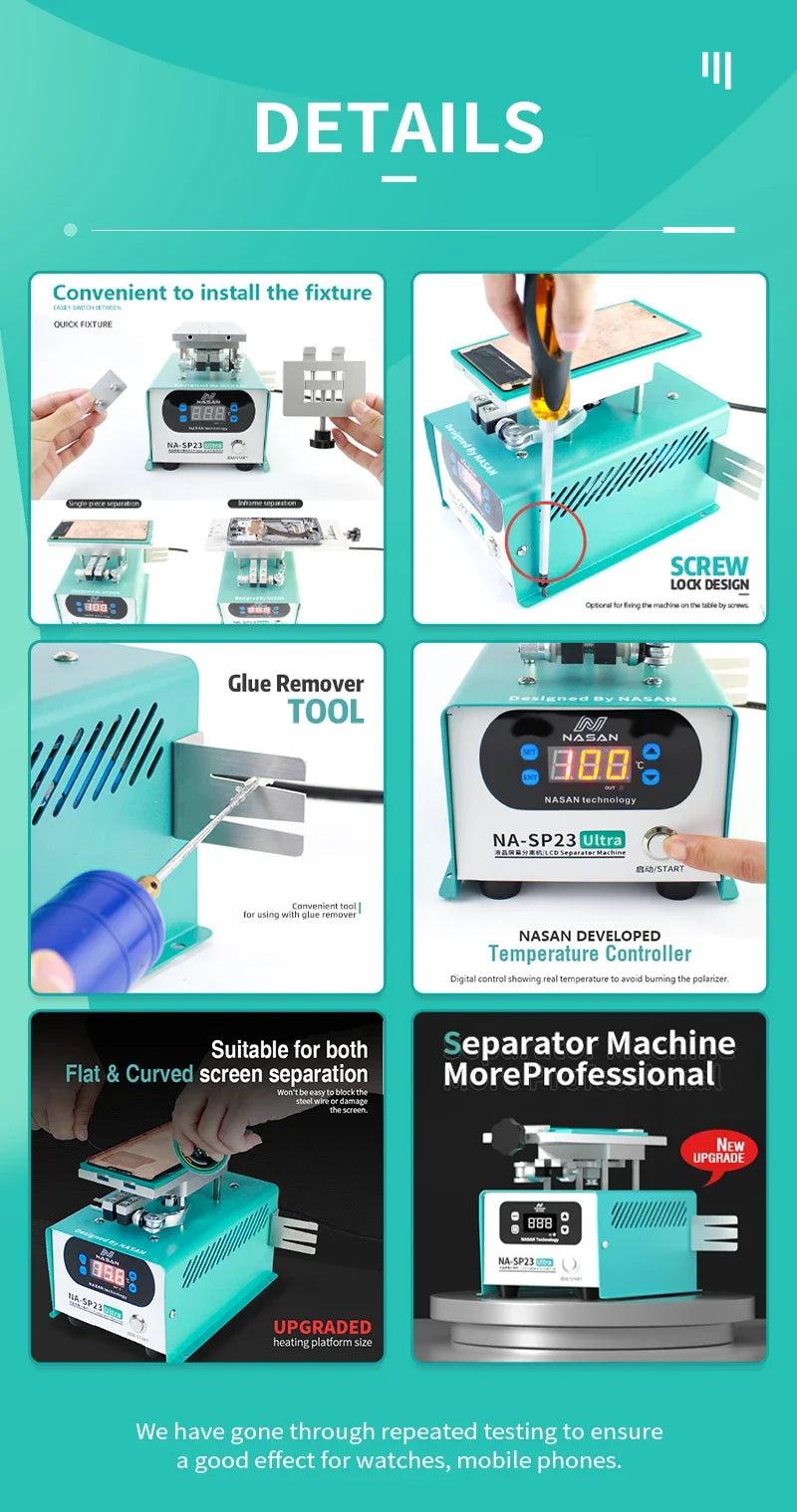 Máquina Laminadora Vacío Nasan NA-SUPA Lite + Removedor Burbujas NA-B2 + Separador NA-SP23 Ultra para Pantalla LCD Plana/Curva Reparación