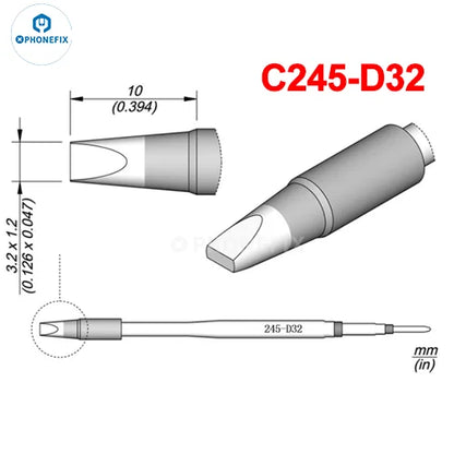 Puntas Cautín Soldador PHONEFIX Serie C245/C470 para Estación JBC / Mango Universal T245/T470 (Reparación PCB/IC)