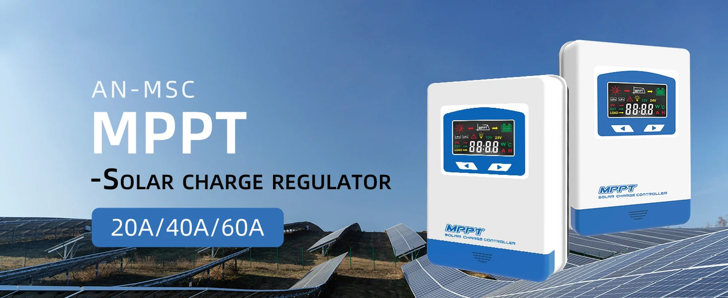 Controlador Carga Solar MPPT 20A/30A/40A 12V/24V Auto Cargador Batería Max PV 60V/100V LCD Regulador
