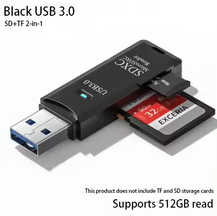 Lector Tarjetas Multifuncional 2 en 1 Alta Velocidad USB 3.0/2.0 (Soporta TF+SD) para Computadora/Tablet/Cámara/Laptop/Auto
