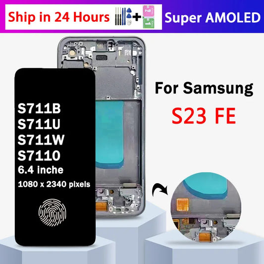 Pantalla Super AMOLED con Marco y Digitalizador Táctil para Samsung Galaxy S23 FE 5G (S711B/DS/U/W/O)