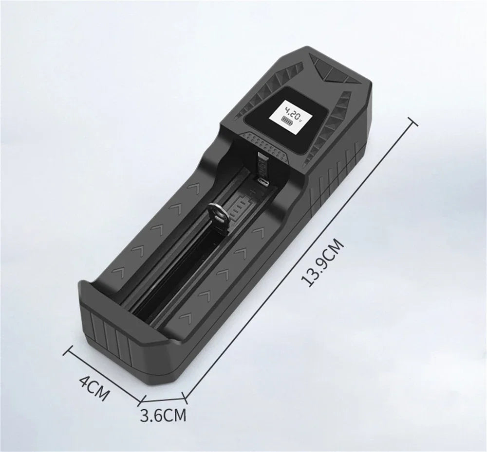 Cargador USB Inteligente Baterías LCD (1/2/4 Ranuras) para Litio Recargable 18650 (4.2V) / Ni-MH AA/AAA (1.2V)