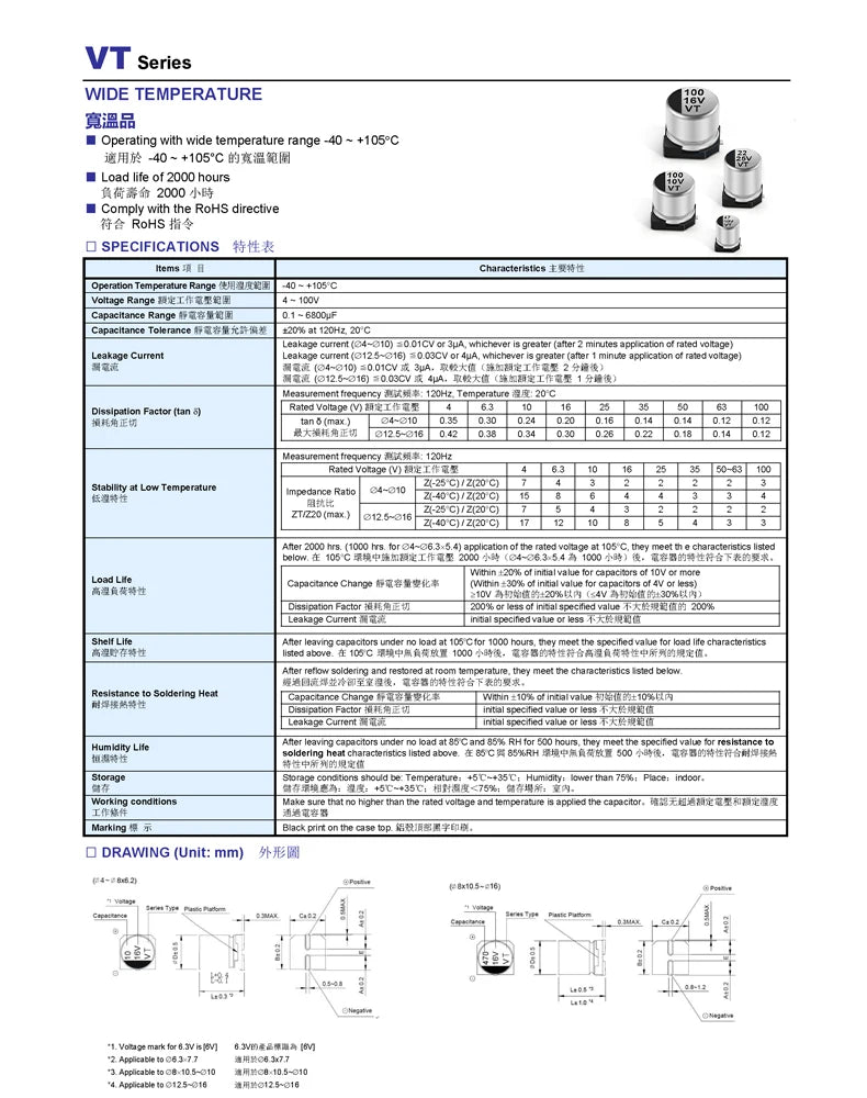 Capacitor Electrolítico Aluminio SMD (1uF-1000uF, 10V-100V) - Unidad (Especificar Valor)