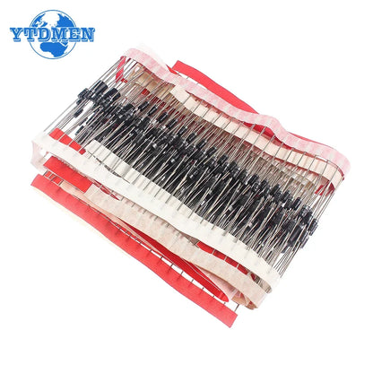 Kit Surtido Diodos THT (Rectificador/Schottky) - 14 Valores (1N4148, 1N400x, 1N5xxx, FRxxx) (Total 350 Piezas)