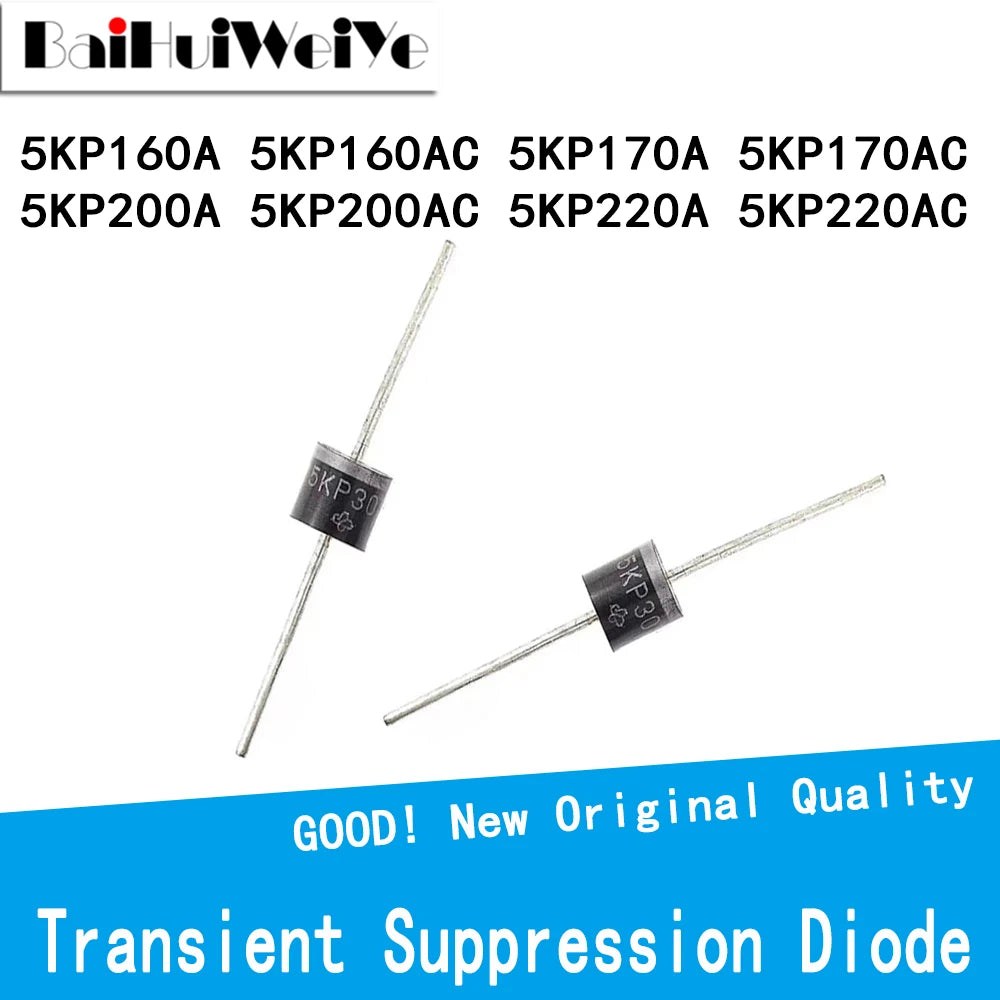Diodo TVS Alta Potencia 5000W R-6/P600 5KP - Varios Voltajes (160A/CA a 220A/CA) - Lote 5 Piezas