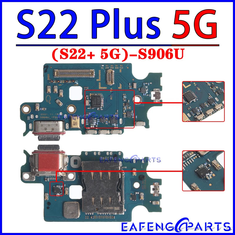 Placa Módulo Puerto Carga USB Dock para Samsung Galaxy S22/S23 Plus/Ultra (S901/S906/S908/S911/S916/S918 B/U/N)