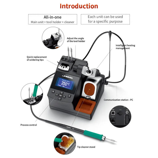 Original JBC Soldering Station CD-2BHQF Fit Universal C245 Series Soldering Iron Tips Repair Mobile Phone PCB IC Tools