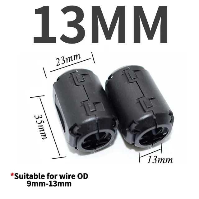 Filtro Ferrita Clip Snap Anti-Interferencia EMI/RFI Negro - Varios Diámetros (3.5mm a 15mm) - Lote 20-100 Piezas