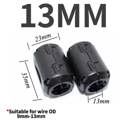 Filtro Ferrita Clip Snap Anti-Interferencia EMI/RFI Negro - Varios Diámetros (3.5mm a 15mm) - Lote 20-100 Piezas
