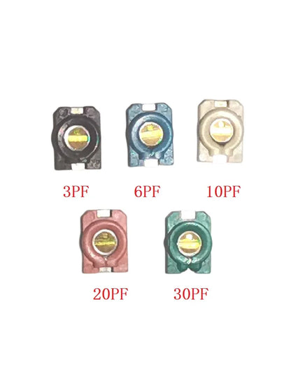 Capacitor Trimmer Cerámico SMD SEHWA Ajustable (3pF/6pF/10pF, 4.5x3.2mm) - Pack 5 Unidades (Valores Surtidos)