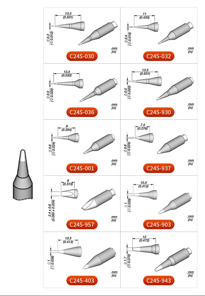 Original JBC C210 Soldering Iron Tips C210002/018/020 Universal Heating Core Efficient Heat fit JBC T210-A Precision Handle