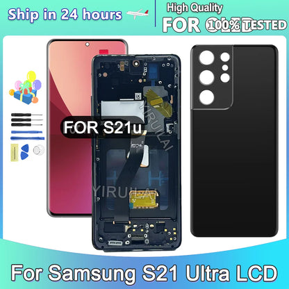 Pantalla Super OLED para Samsung S21 Ultra 5G pantalla LCD Digitalizador de pantalla táctil S21 Ultra con piezas de marco reemplazo LCD