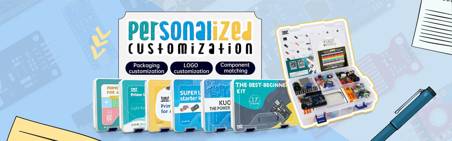 Kit Inicio KUONGSHUN con Caja Retail para Programación Educacional Niños compatible Arduino UNO R3