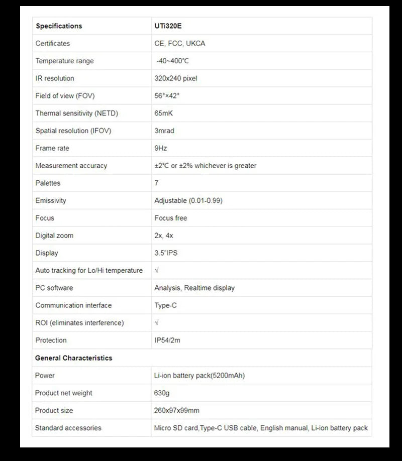 Termógrafo Infrarrojo UNI-T UTi320E / UTi260E Alta Resolución - Cámara Térmica Portátil Detección PCB/Calefacción Suelo
