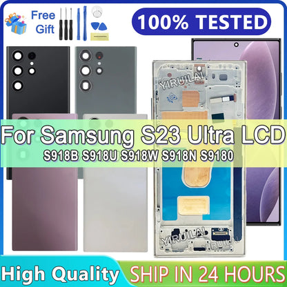 Pantalla LCD con Marco y Digitalizador Táctil para Samsung Galaxy S23 Ultra 5G (S918B/DS / S9180) (Probada)