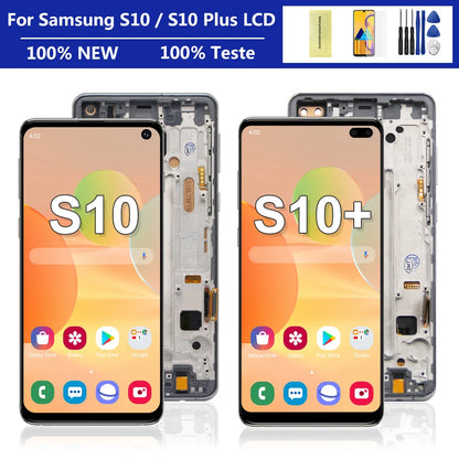 Pantalla LCD para SAMSUNG Galaxy S10 Plus, digitalizador de pantalla táctil con Marco, 100% probado, G973, G973F/DS, S10 +, G9750