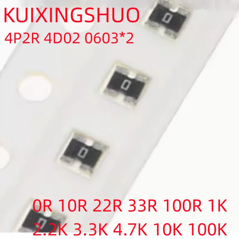 50pcs 0603*2 Network resistance SMD array 4P2R 0~1M 0 10 22 33 47 100 220 330 470 1K 2.2K 3.3K 4.7K 10K 22K 33K 47K 100K 1M ohm